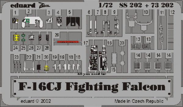 1/72 F-16Cj For Hasegawa Maket Detay, Eduard 73202 - Görsel 3