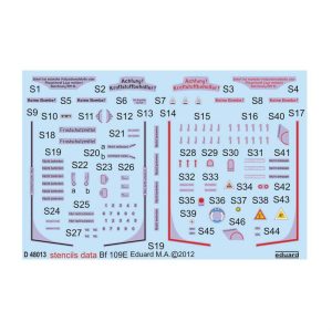 1/48 Bf 109E Stencils Maket Detay Se, Eduard D48013