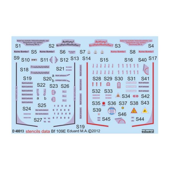1/48 Bf 109E Stencils Maket Detay Se, Eduard D48013