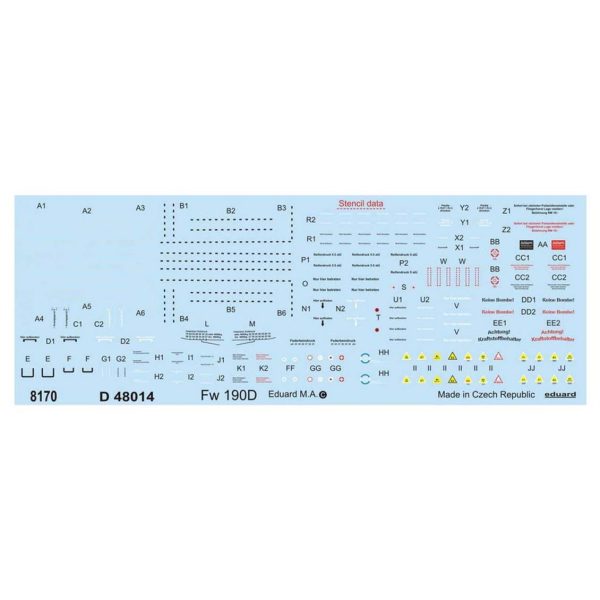 1/48 Fw 190D Stencils Maket Detay Se, Eduard D48014