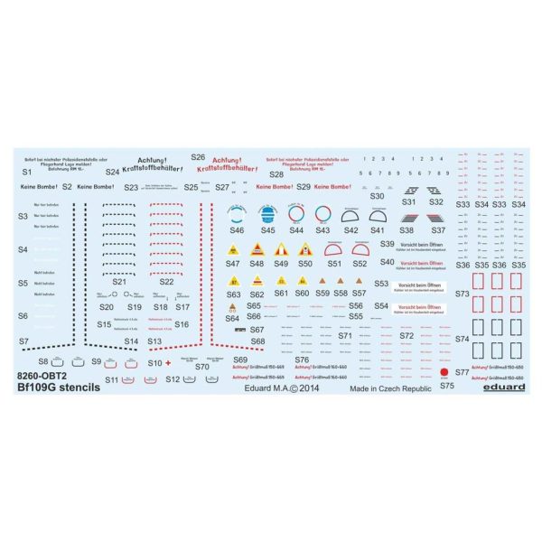 1/48 Bf 109G Stencils For Mak, Eduard D48025