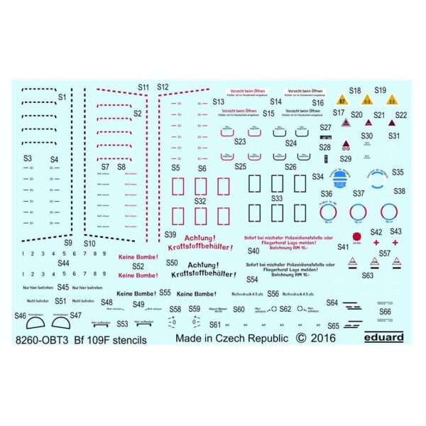 1/48 Bf 109F Stencils For Mak, Eduard D48026