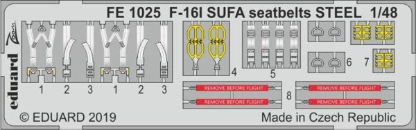 1/48 F-16I Sufa Seatbelts Steel 1/48, Eduard Fe1025