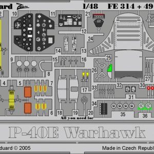 1/48 P-40E For Hasegawa Maket Detay S, Eduard Fe314