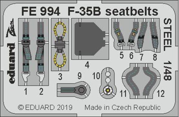 1/48 F-35B Seatbelts Steel 1/48 For K, Eduard Fe994