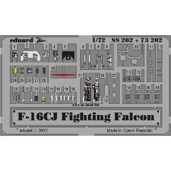 1/72 F-16C For Hasegawa Maket Detay S, Eduard Ss202