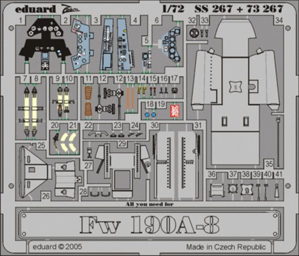 1/72 Fw 190A-8 For Academy Maket Deta, Eduard Ss267