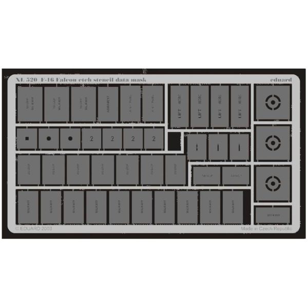 1/32 F-16 Etch Stencil Data Mask -Etc, Eduard Xl520