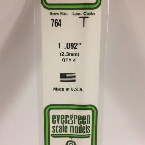 2.3X355 Mm. T Profil Polistren Çubuk-4 Adet- Beyaz, Evergreen 764