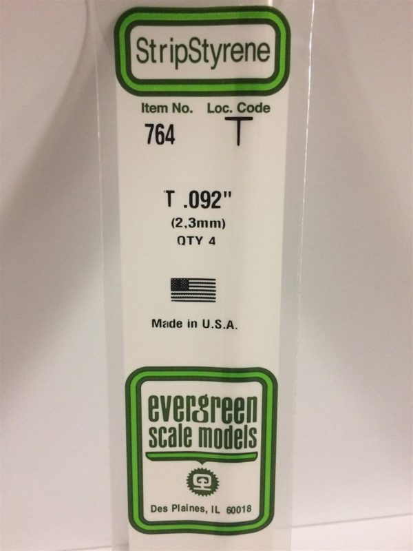 2.3X355 Mm. T Profil Polistren Çubuk-4 Adet- Beyaz, Evergreen 764