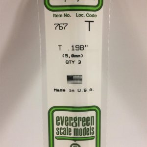 5.0X355 Mm. T Profil Polistren Çubuk-3 Adet- Beyaz, Evergreen 767