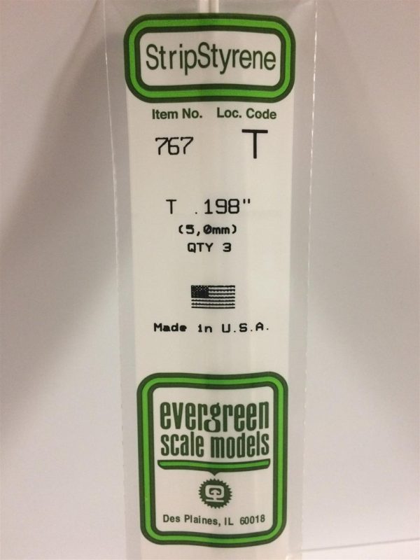 5.0X355 Mm. T Profil Polistren Çubuk-3 Adet- Beyaz, Evergreen 767