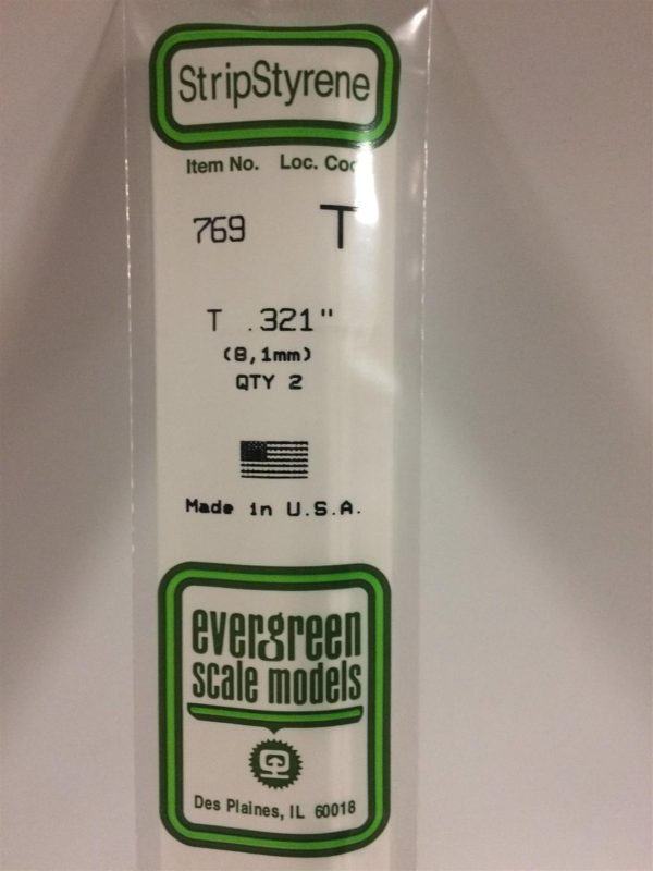 8.1X355 Mm. T Profil Polistren Çubuk-2 Adet- Beyaz, Evergreen 769
