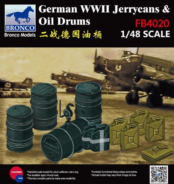 1/48 WWII German Jerry Can and Fuel Drum Maketi, Bronco FB4020