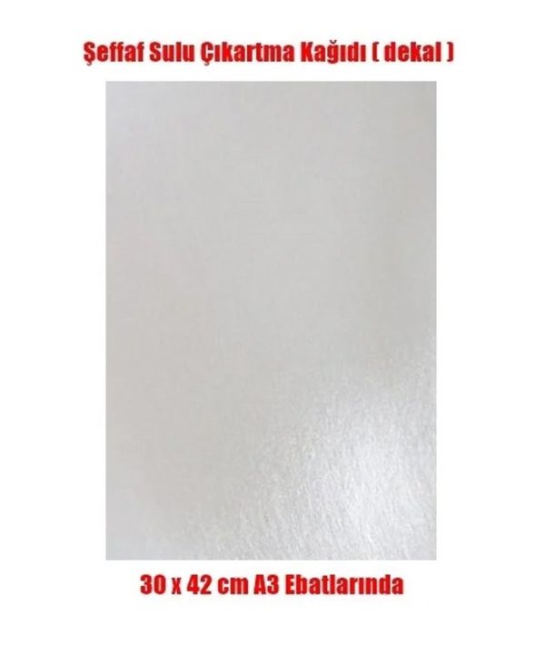 Fedo 010 Sulu Çıkartma (Decal) Kağıdı-Şeffaf, A3, 30X42 Cm.