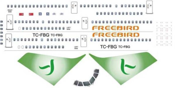 1/144 Freebird A-321 -Yeşil Kuyruk Dizaynı, Nazca Decals Frb005 - Görsel 2