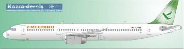 1/144 Freebird A-321 -Yeşil Kuyruk Dizaynı, Nazca Decals Frb005