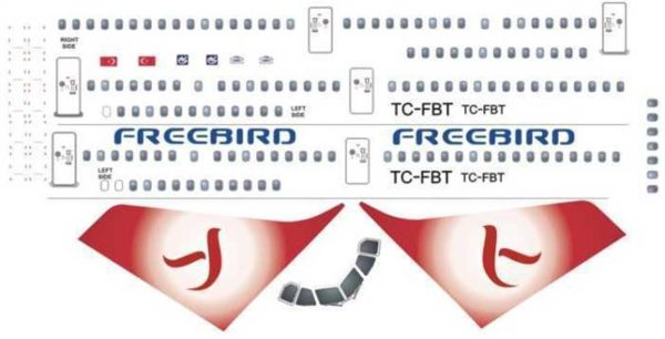 1/144 Freebird A-321 -Kırmızı Kuyruk Dizayn, Nazca Decals Frb006 - Görsel 2