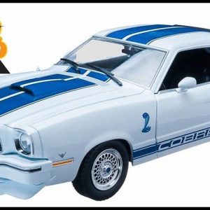 1/18 1976 Ford Mustang Cobra II Beyaz-Mavi Diecast Araba, Greenlight 12880T