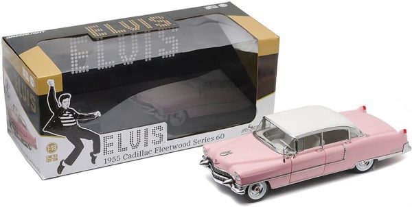 1/18 1955 Cadillac Fleetwood (Elvis Presley Özel) Pembe-Beyaz Tavan Diecast Araba, Greenlight 12950 - Görsel 4