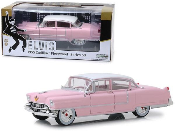 1/18 1955 Cadillac Fleetwood (Elvis Presley Özel) Pembe-Beyaz Tavan Diecast Araba, Greenlight 12950 - Görsel 2