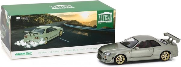 1/18 1999 Nissan Skyline GTR R34 Jade Diecast Araba, Greenlight 19033 - Görsel 4