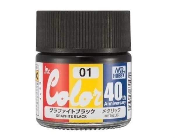 10 ml. Graphite Black 40.Yıl Mr.Color Serisi Maket Boyası, Mr.Hobby AVC01