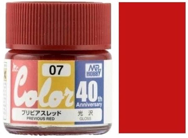10 ml. Previous Red 40.Yıl Mr.Color Serisi Maket Boyası, Mr.Hobby AVC07