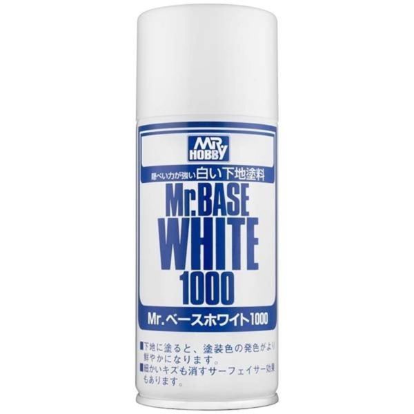 180 ml. Mr.Base 1000 Beyaz Sprey Astar Maket Boyası, Mr.Hobby B518