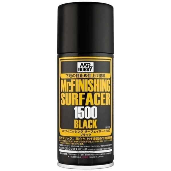 170 ml. Mr.Finishing Surfacer 1500 Siyah Sprey Astar Maket Boyası, Mr.Hobby B526