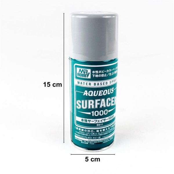 170 ml. Aqueous Surfacer 1000 Gri Sprey Astar Maket Boyası, Mr.Hobby B611 - Görsel 2