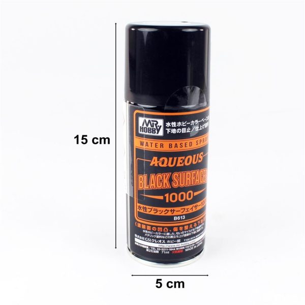 170 ml. Aqueous Surfacer 1000 Siyah Sprey Astar Maket Boyası, Mr.Hobby B613 - Görsel 2