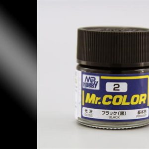 10 ml. Black Mr.Color Serisi Maket Boyası, Mr.Hobby C002