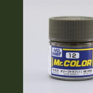 10 ml. Olive Drab (1) Mr.Color Serisi Maket Boyası, Mr.Hobby C012