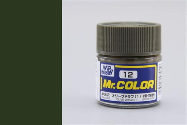 10 ml. Olive Drab (1) Mr.Color Serisi Maket Boyası, Mr.Hobby C012