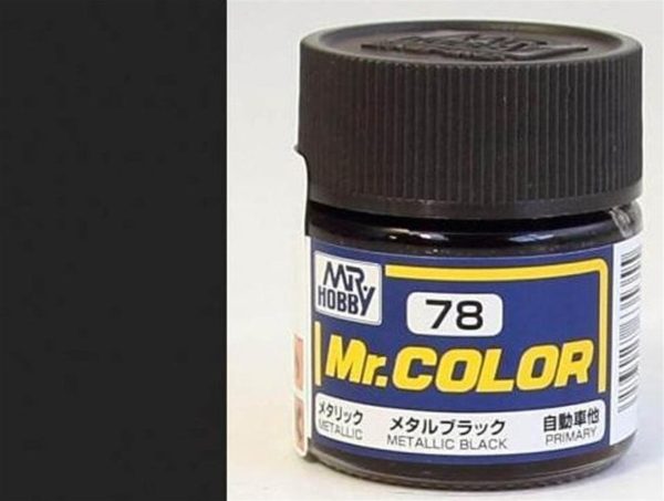 10 ml. Metal Black Mr.Color Serisi Maket Boyası, Mr.Hobby C078