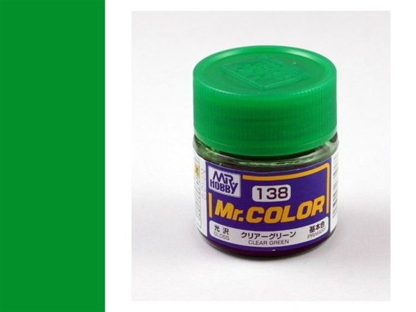 10 ml. Clear Green Mr.Color Serisi Maket Boyası, Mr.Hobby C138