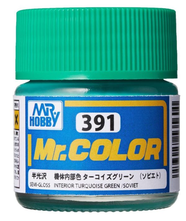 10 ml. Interior Turquoise Green (Soviet) Mr.Color Serisi Maket Boyası, Mr.Hobby C391