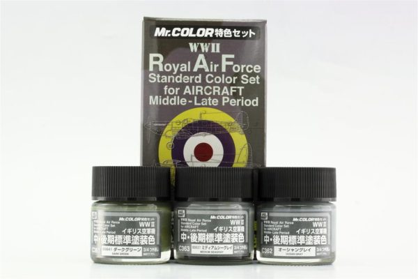 3x10 ml. Royal Air Force (WW II) Middle/Late Mr.Color Serisi Maket Boyası Seti, Mr.Hobby CS684