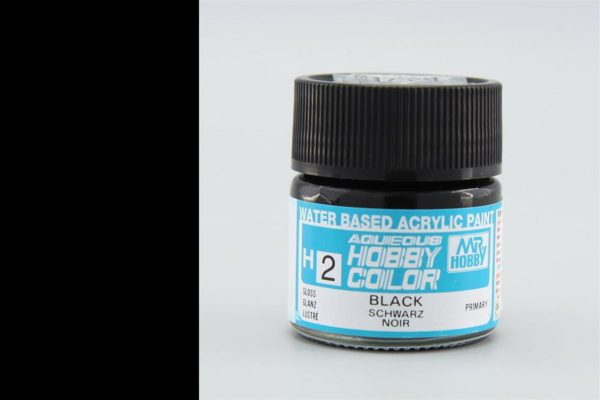 10 ml. Black Aqueous Serisi Maket Boyası, Mr.Hobby H002