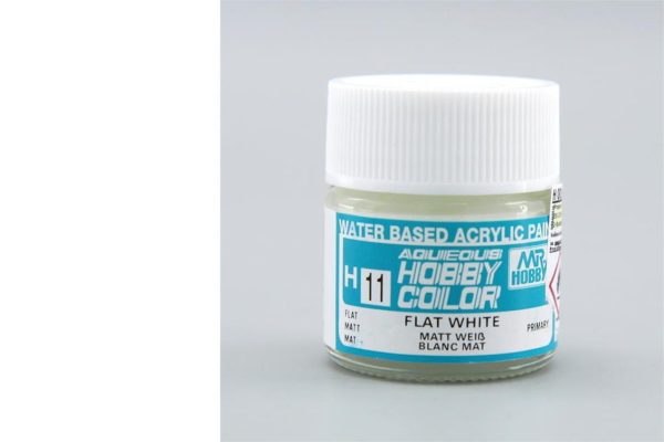 10 ml. Flat White Aqueous Serisi Maket Boyası, Mr.Hobby H011