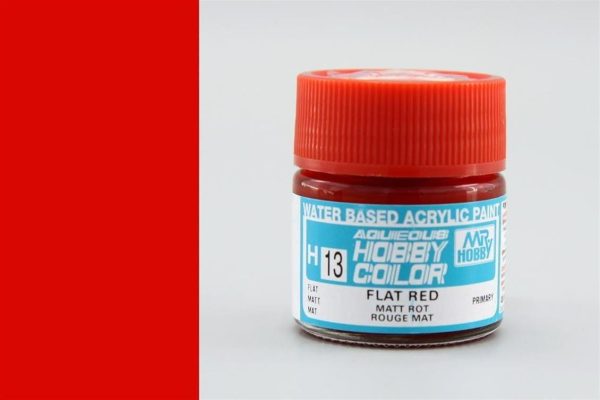 10 ml. Flat Red Aqueous Serisi Maket Boyası, Mr.Hobby H013