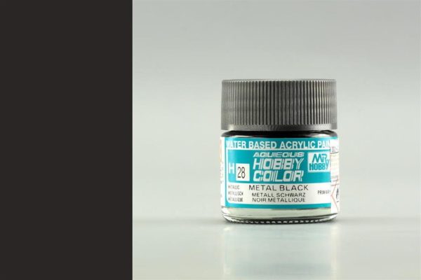 10 ml. Metal Black Aqueous Serisi Maket Boyası, Mr.Hobby H028