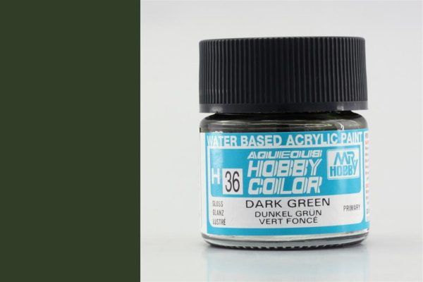 10 ml. Dark Green Aqueous Serisi Maket Boyası, Mr.Hobby H036