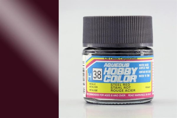 10 ml. Steel Red Aqueous Serisi Maket Boyası, Mr.Hobby H038