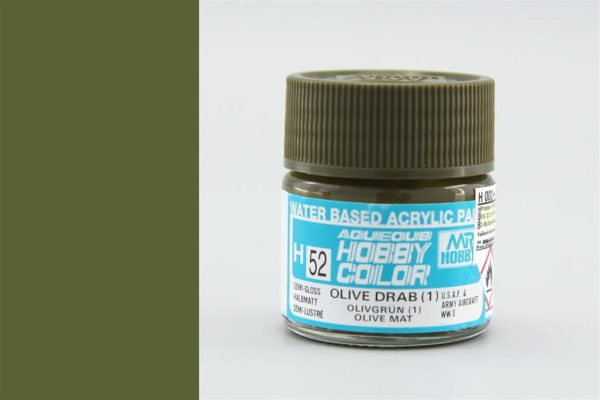 10 ml. Olive Drab (1) Aqueous Serisi Maket Boyası, Mr.Hobby H052