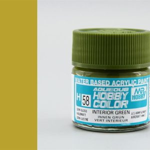 10 ml. Interior Green Aqueous Serisi Maket Boyası, Mr.Hobby H058