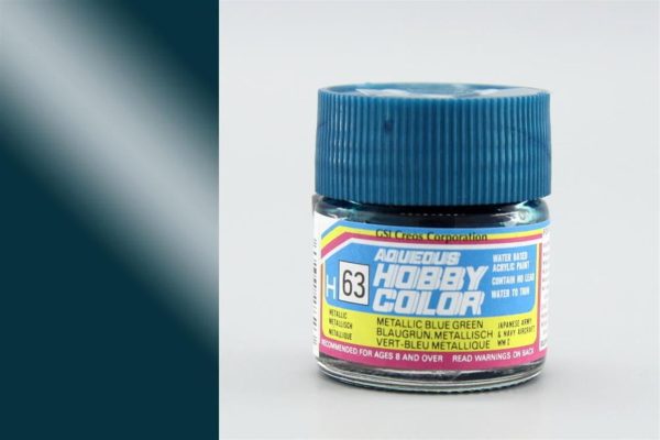 10 ml. Metalik Blue Green Aqueous Serisi Maket Boyası, Mr.Hobby H063