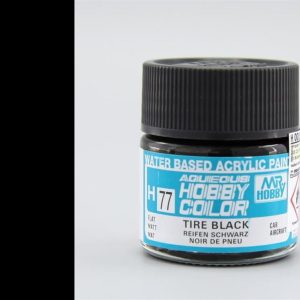 10 ml. Tire Black Aqueous Serisi Maket Boyası, Mr.Hobby H077