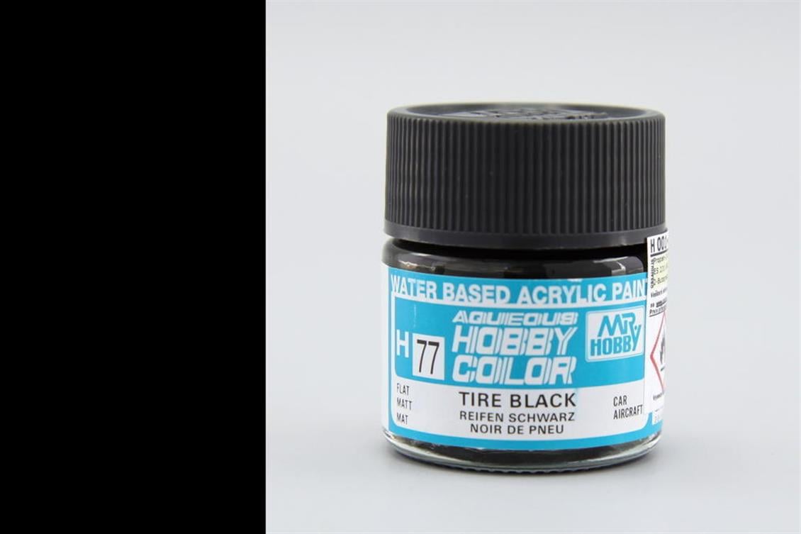 10 ml. Tire Black Aqueous Serisi Maket Boyası, Mr.Hobby H077